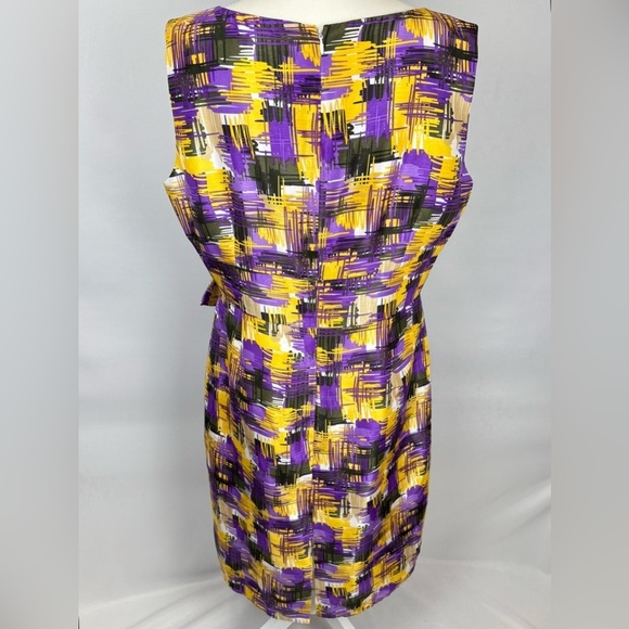 Alex Marie Bora Bora Lark Sheath Dress Sleeveless Bow Accent Abstract Print  14 - Picture 8 of 13